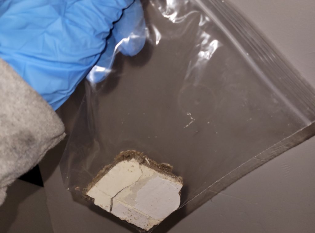 asbestos sample in a plastic bag