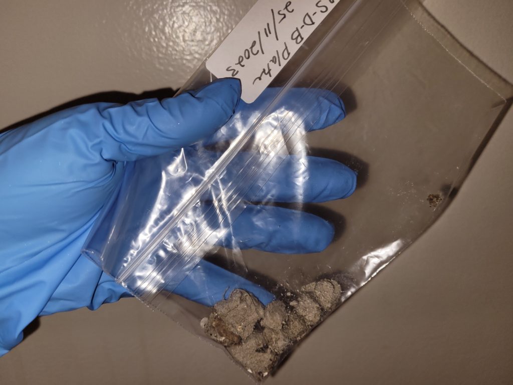 asbestos sample in a plastic bag