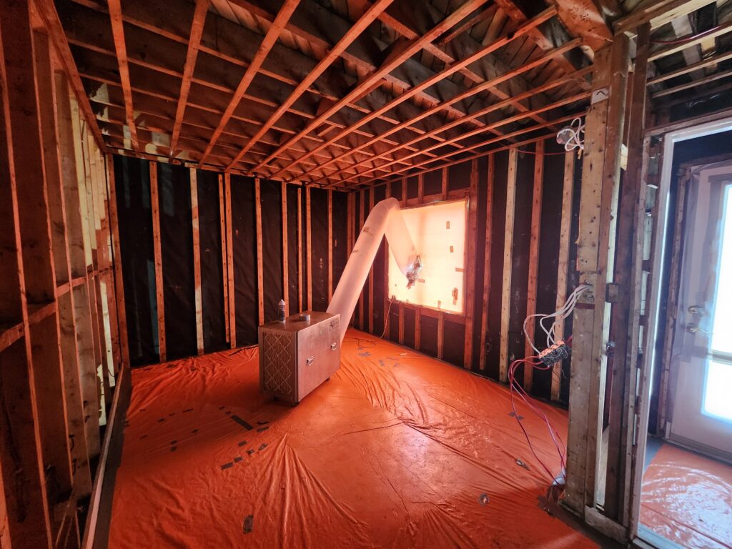 Zone de décontamination d'amiante